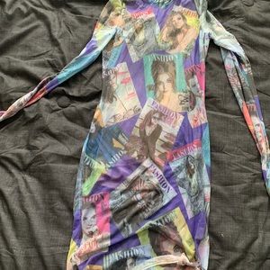 Purple/combo mesh mini dress
